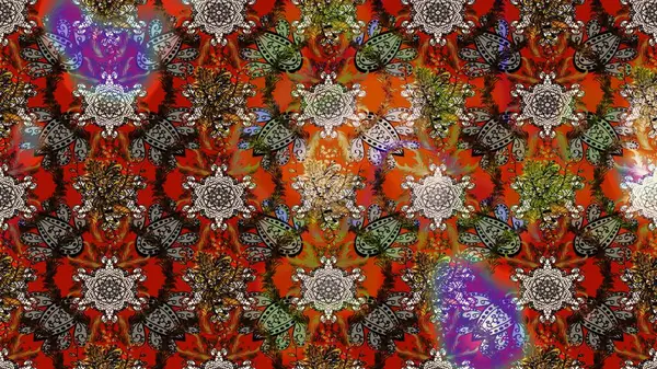 Raster illüstrasyonundaki çiçek desenli çizim. Güzel kumaş deseni. Renkli Bahar Teması eskiz kalıbı. Düz Çiçek Elementleri Tasarımı.