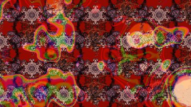 Çiçek ve yapraklı çiçek deseni. Küçük çiçekli şirin bir desen. Raster illüstrasyonu.