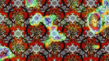 Parlak renkli çiçekleri ve gri renkli yaprakları olan harika bir çiçek deseni. Moda baskıları için zarif bir şablon. Modern çiçek arkaplanı. Halk stili.