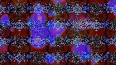 Renkli desenli eskiz deseni, mor çiçekler ve dekoratif elementlerle. Eskiz geçmişi. Raster illüstrasyonu. Kumaş, tekstil, duvar kağıdı baskısı için. Antika retro tarzı.