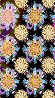 Çiçekli eskiz çizimi. Siyah renkli çiçekler. Renkli Yaz Temalı eskiz kalıbı. Düz Çiçek Elementleri Tasarımı.