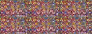 Kahverengi ve kırmızı renklerde. Raster illüstrasyonu. Kusursuz desen. Çiçek duvar kağıdı. Hint süsü. Renkli süs kenarı.