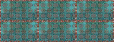 Çiçekli, suluboya desenli kusursuz çiçek deseni. Mavi ve yeşil renkli çiçekler. Renkli Bahar Temalı Kusursuz Arkaplan. Düz Çiçek Elementleri Tasarımı. Raster illüstrasyonu.