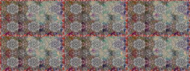 Renkli Bahar Temalı Kusursuz Arkaplan. Çiçeksel fantezi tasarımı, parlak bir arka planda, kusursuz bir desen. Düz Çiçek Elementleri Tasarımı.