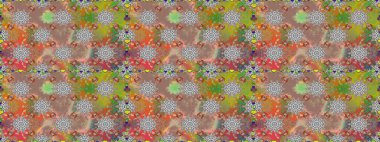 El çizimi. Raster illüstrasyonu. Güzel kumaş deseni. Çiçekler, dallar, otlar ve çiçekler.