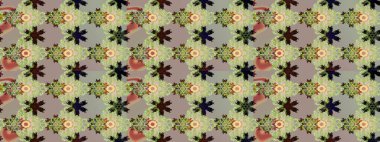 El çizimi. Çiçekli, yapraklı, çiçek desenli eskiz. Raster illüstrasyonu.