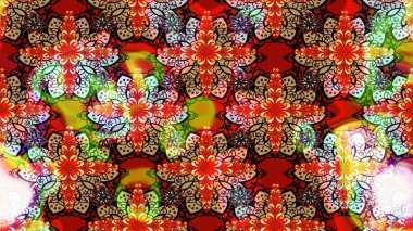 Çiçekli karalama şeklinde Raster çiçek deseni. Yumuşak, bahar çiçekli arka plan. Kırmızı renkte çiçekler.