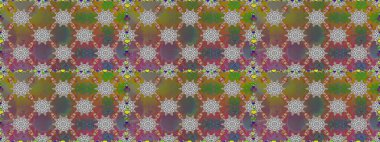 İşlemeli çiçekli, dikişsiz desen. Renkli grunge, soyut arkaplanı kologri ve kahverengi çiçeklerle süslüyor. İzler, kumaş, duvar kağıtları, tekstil için raster dokusu.