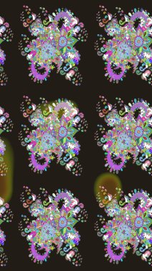 Gri renkli güzel çiçekli eskiz deseni, suluboya çiçek deseni, duvar kağıdı, kart ya da kumaş için fayanslı. Raster..