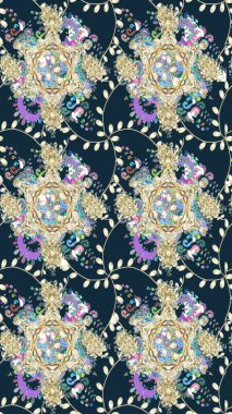 Mavi renkte manzaralı çiçek deseni. Çiçek kompozisyonu, el boyası, hassas şablon. Üst manzara, yumuşak stil. Sevgililer günü ve tebrik kartı konsepti için şık bir davet.