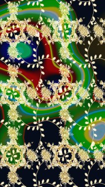 Çiçekli karalama şeklinde Raster çiçek deseni. Yumuşak, yaz çiçekli arka plan. Yeşil renkte çiçekler.