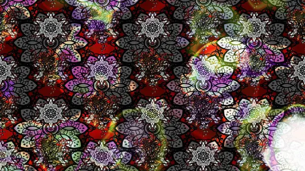 Sevimli çiçek raster deseni. Siyah renkli çiçekler. Renkli Bahar Teması eskiz kalıbı. Düz Çiçek Elementleri Tasarımı.