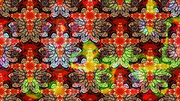 Kırmızı renkte bitkilerden oluşan parlak çiçekli çizim deseni.