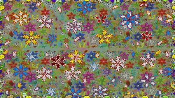 Çiçeksiz desenli arka plan. Yeşil ve nötr renklerde çiçekler. Tişört baskısı için çiçek boyama rasteriName.