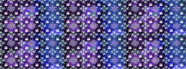 Moda baskısı, albüm, ambalaj kağıdı ve duvar kağıdı için zarif dekoratif süslemeler. Raster illüstrasyonu. Mavi ve mor renkli şirin çiçekler. Küçük çiçekli basit, pürüzsüz desen..