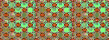 Çiçekler. Yeşil ve kahverengi renkli vadi çiçekleri. Soyut etnik raster pürüzsüz desen.