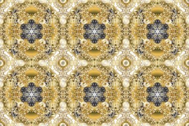 Bej, nötr ve kahverengi, altın elementlerle altın desenli. Kusursuz klasik altın desen. Raster geleneksel oryantasyon süsü.