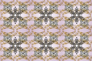 El yapımı dekoratif çerçeve, albüm kapağı, tebrik kartı, klasik Art deco tarzı. Altın karalama fantezi yapraklarından Raster soyut çiçek çelengi ve bej, nötr ve gri renkte çiçek.