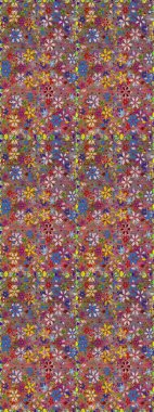 El çizimi. Çiçeklerle kusursuz desen. Suluboya çizimi. Kahverengi ve kırmızı renkte çiçekler.