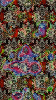 Küçük çiçekteki sevimli çiçek deseni. Bir sürü gri ve soyut çiçekli tropik eskiz deseni. Varicologray Raster çizimi.