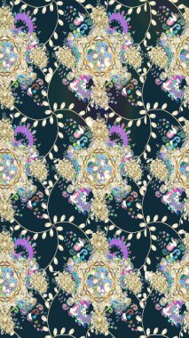 Yumuşak, mavi renkte bahar çiçekleri. Raster deseni. Raster illüstrasyonu. Patlayan çiçekler soyut yerleştirilmiş.