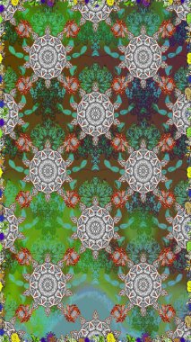 Raster illüstrasyonu. Kumaş, tekstil, duvar kağıdı baskısı için. Tomurcukları çiçek olan sevimli bir çiçek deseni. Kusursuz bir geçmişi var. Raster. Antika retro tarzı.