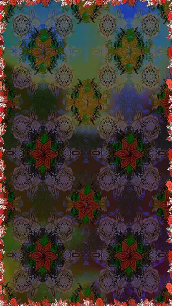 Raster illüstrasyonu. Yaprak ve çiçeklerin suluboya boyası, kahverengi renklerde pürüzsüz desen. Yumuşak, bahar çiçekleri kahverengi renklerde.