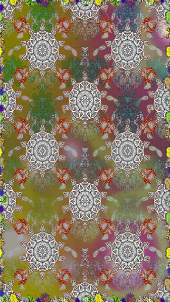 Gri renkli çiçekler. Sevimli çiçek raster deseni. Renkli Yaz Temalı Kusursuz Arkaplan. Düz Çiçek Elementleri Tasarımı.