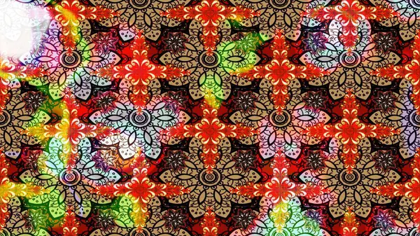 Sevimli çiçek raster deseni. Düz Çiçek Elementleri Tasarımı. Renkli Yaz Temalı eskiz kalıbı. Kırmızı renkte çiçekler.