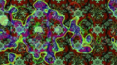 Küçük çiçekli yay deseni çiz. Raster illüstrasyonu. Suluboya tarzında yeşil renkler üzerine.