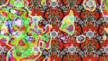 Çiçekler. Soyut etnik raster çizim kalıbı. Tarafsız renklerde vadinin çiçekleri.