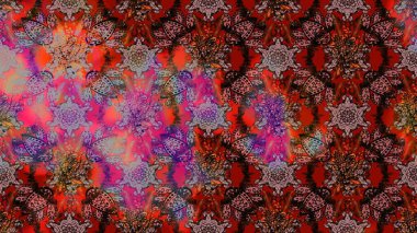 Raster illüstrasyonundaki çiçek desenli çizim. Kahverengi renkte çiçekler.