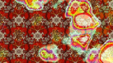 El çizimi çiçekli soyut çizim kalıbı. Raster illüstrasyonu. Kahverengi renkte çiçekler.