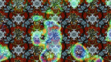 Çiçek ve yapraklı karalama şeklinde Raster çiçek deseni. Yumuşak, mavi renkte bahar çiçekleri. Raster illüstrasyonu.