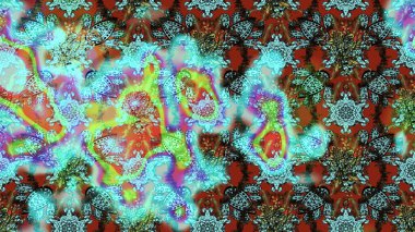 Çiçek ve yapraklı karalama şeklinde Raster çiçek deseni. Yumuşak, mavi renkte bahar çiçekleri. Raster illüstrasyonu.