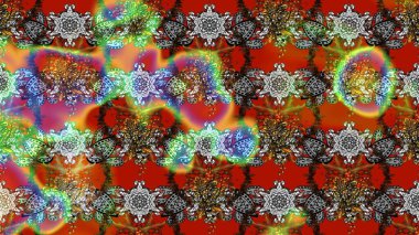 Çiçekli ipek eşarp. El çizimi çiçek unsurları olan soyut çizim raster deseni. 1950-1960 motifleri. Retro tekstil tasarım koleksiyonu. Kahverengi üstüne kahverengi.