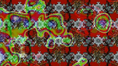 Çiçek deseni. Kırmızı renkte çiçek çizimi. Şatafatlı bahar bahçesi dokusu. Raster illüstrasyonu. Kırmızı renkte çiçekler.