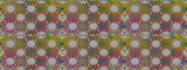 Raster illüstrasyonunda kusursuz çiçek deseni. Süslü kumaş deseni. Renkli Bahar Temalı Kusursuz Arkaplan. Düz Çiçek Elementleri Tasarımı.