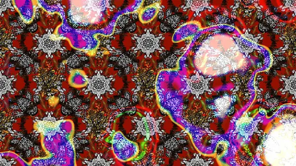 Çiçekli ipek eşarp. El çizimi çiçek unsurları olan soyut çizim raster deseni. 1950-1960 motifleri. Retro tekstil tasarım koleksiyonu. Gri üzerine gri.