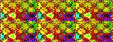 Çiçeksiz desenli arka plan, yaz çiçekleri. Sarı ve kırmızı renkte çiçekler. Renkli Bahar Temalı Kusursuz Arkaplan. Düz Çiçek Elementleri Tasarımı.