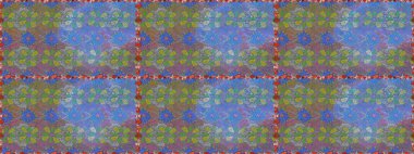 Raster illüstrasyonu. Yumuşak, mavi renkte bahar çiçekleri. Patlayan çiçekler soyut olarak yerleştirilmiş. Raster deseni.