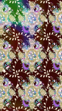 Kahverengi çiçekli eskiz deseni, suluboya çiçek deseni, sevimli çiçek, duvar kağıdı, kart veya kumaş için fayanslı. Raster - stok.