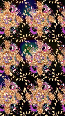 Çiçek ve yapraklı karalama şeklinde Raster çiçek deseni. Yumuşak, bahar çiçekleri siyah renklerde. Raster illüstrasyonu.