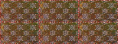 Suluboya, elle çizilmiş. Vadinin çiçekleri kahverengi renklerde. Kusursuz bir arka plan modeli. Raster - stok.