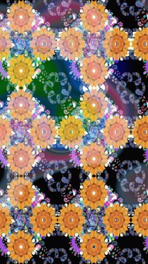 Çiçek desenli eskiz. Mavi renkli çiçekler. Renkli Bahar Teması eskiz kalıbı. Düz Çiçek Elementleri Tasarım Raster illüstrasyonu.