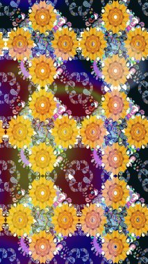 Klasik çiçek desenli. Paketleme, tekstil, duvar kâğıdı için çiçek eskizi. Yumuşak fayans. Raster 'ın taze dokusu. Yumuşak pamuk tasarımı.