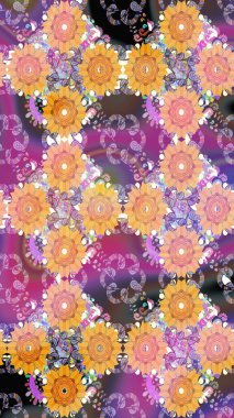 El yapımı çiçek ve bitki koleksiyonu. Raster illüstrasyonu. Robot resim stilinde nötr renkler. Şirin karalamalı çiçek desenli çizim. Raster illüstrasyonu.