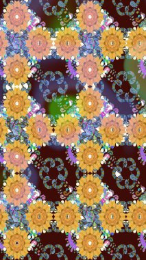 Botanik çizim kalıbı. Organik elementler. Suluboya etkisi. Raster deseni.