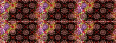 Düz Çiçek Elementleri Tasarımı. Renkli Bahar Temalı Kusursuz Arkaplan. Çiçeksel fantezi tasarımı. Parlak bir arka planda..