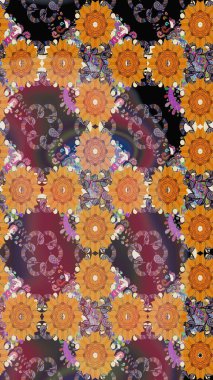 Şirin çiçek elementleri. Raster illüstrasyonu. Taslak desenli, modaya uygun kumaş deseni. Renkli Bahar Teması eskiz kalıbı. Düz Çiçek Elementleri Tasarımı.